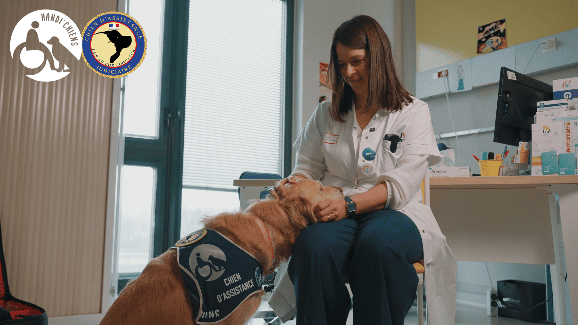 Suki, chienne d’assistance judiciaire, en séance avec sa référente à la Maison des Femmes